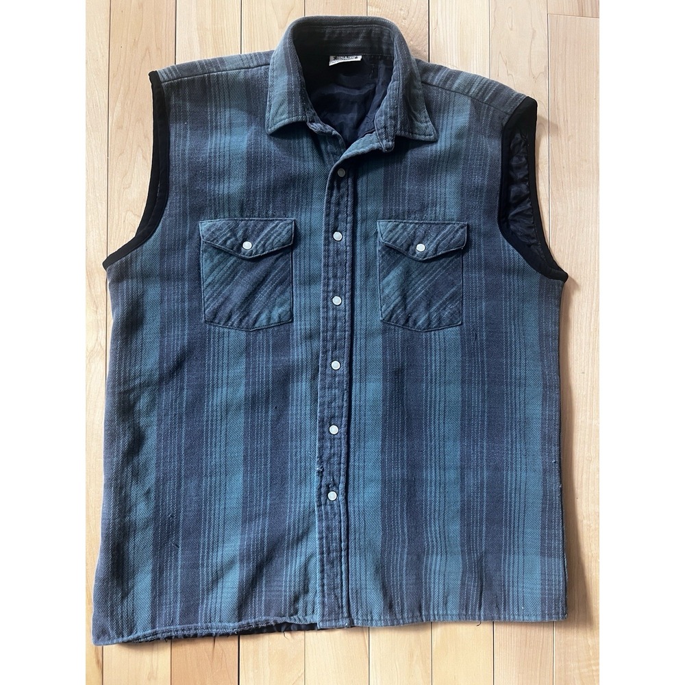 Five Brother Vest Men's Large‎ Green Black Flannel Shirt Insulated Vtg Grunge